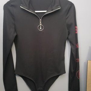 Red and black long sleeve bodysuit